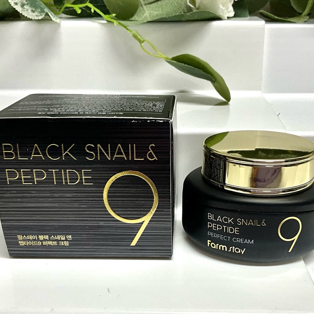 FarmStay Black Snail Mucin & Peptide 9 Perfect Cream Deep Moisturizing 1.8  Oz